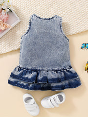 Baby Girls Butterfly Denim Dress Summer Clothes
