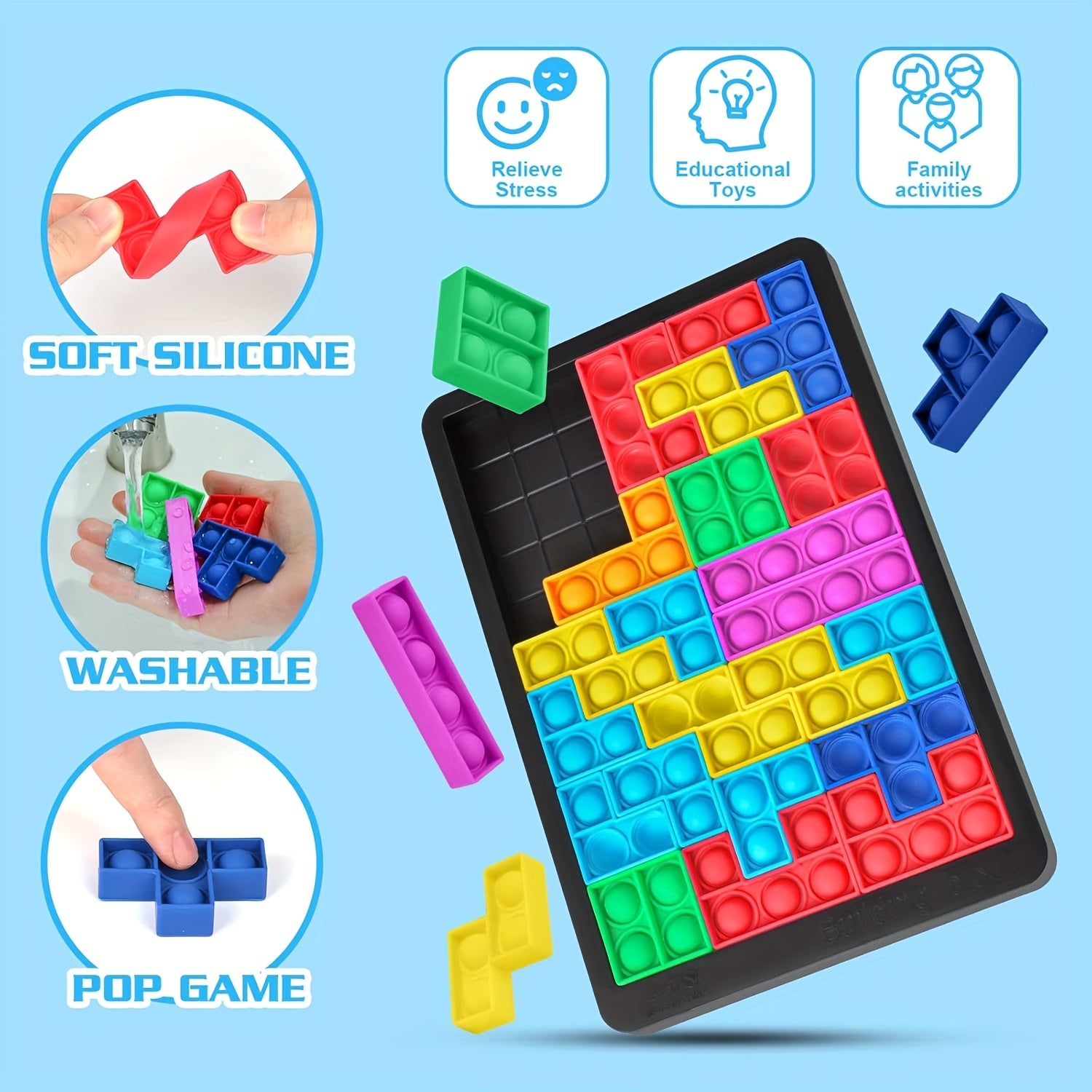 Puzzle Building Blocks Parent Child Game Brain Teaser Toy Educational Learning