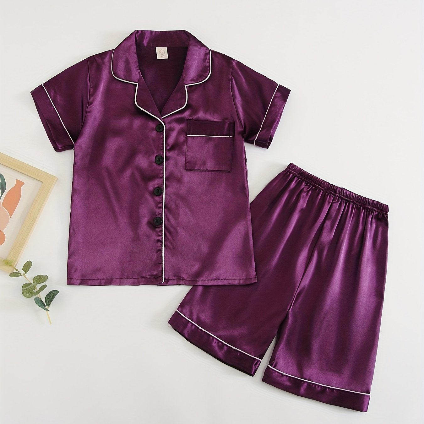 Boys 2pcs Pajamas Top & Shorts Purple Set