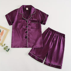 Boys 2pcs Pajamas Top & Shorts Purple Set