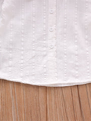 Girls Long Sleeve Shirt Big Lapel Ruffle Embroidered Shirt