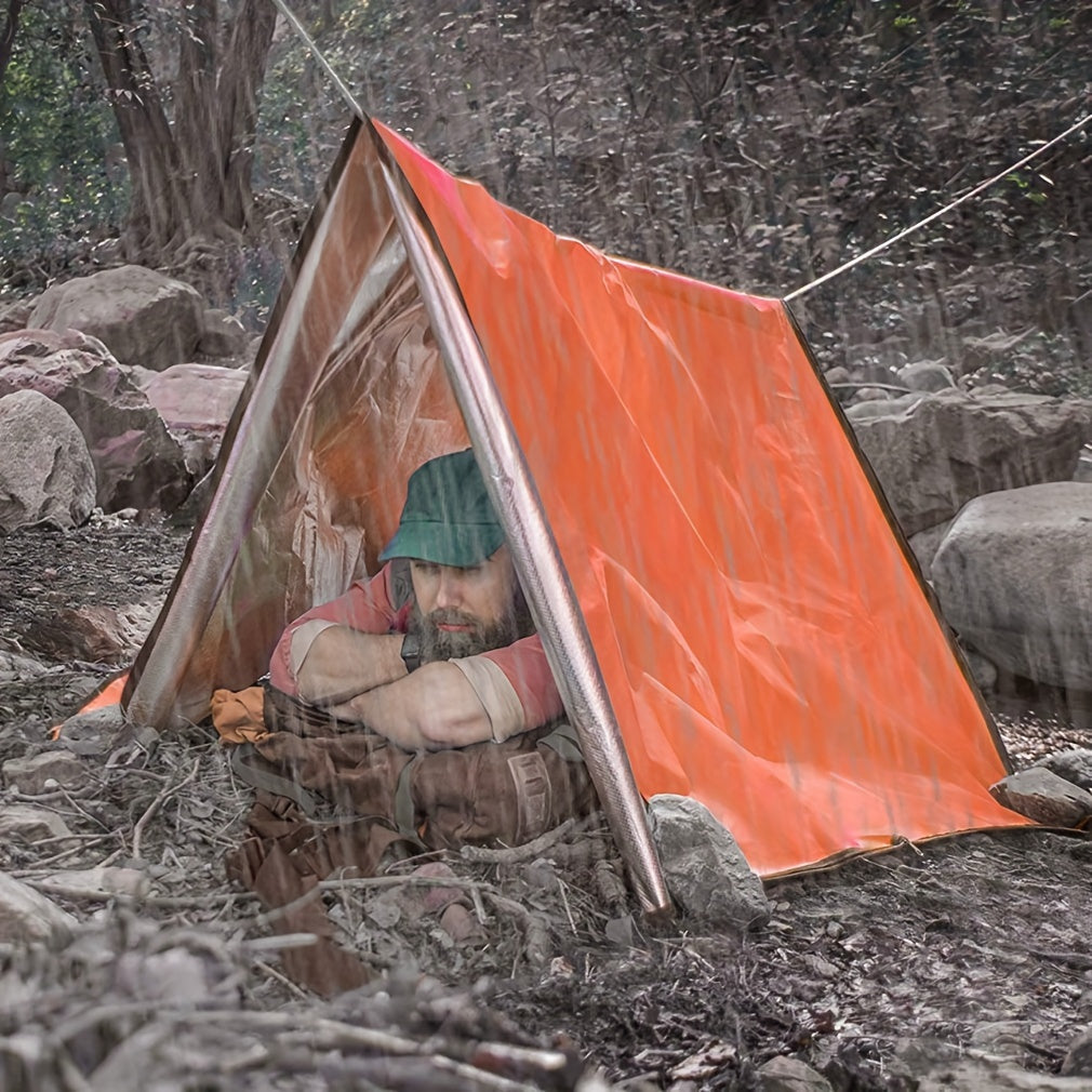 Emergency Outdoor Reflective Blanket, Orange Aluminized Film Camping Sleep