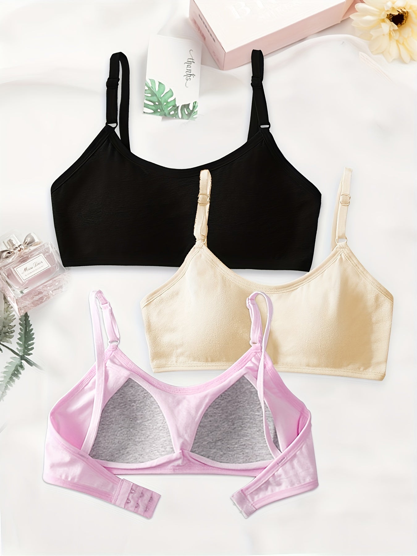 3pcs Girls Adjustable Straps Bra Soft Tube Underwear Teens Kids Clothes