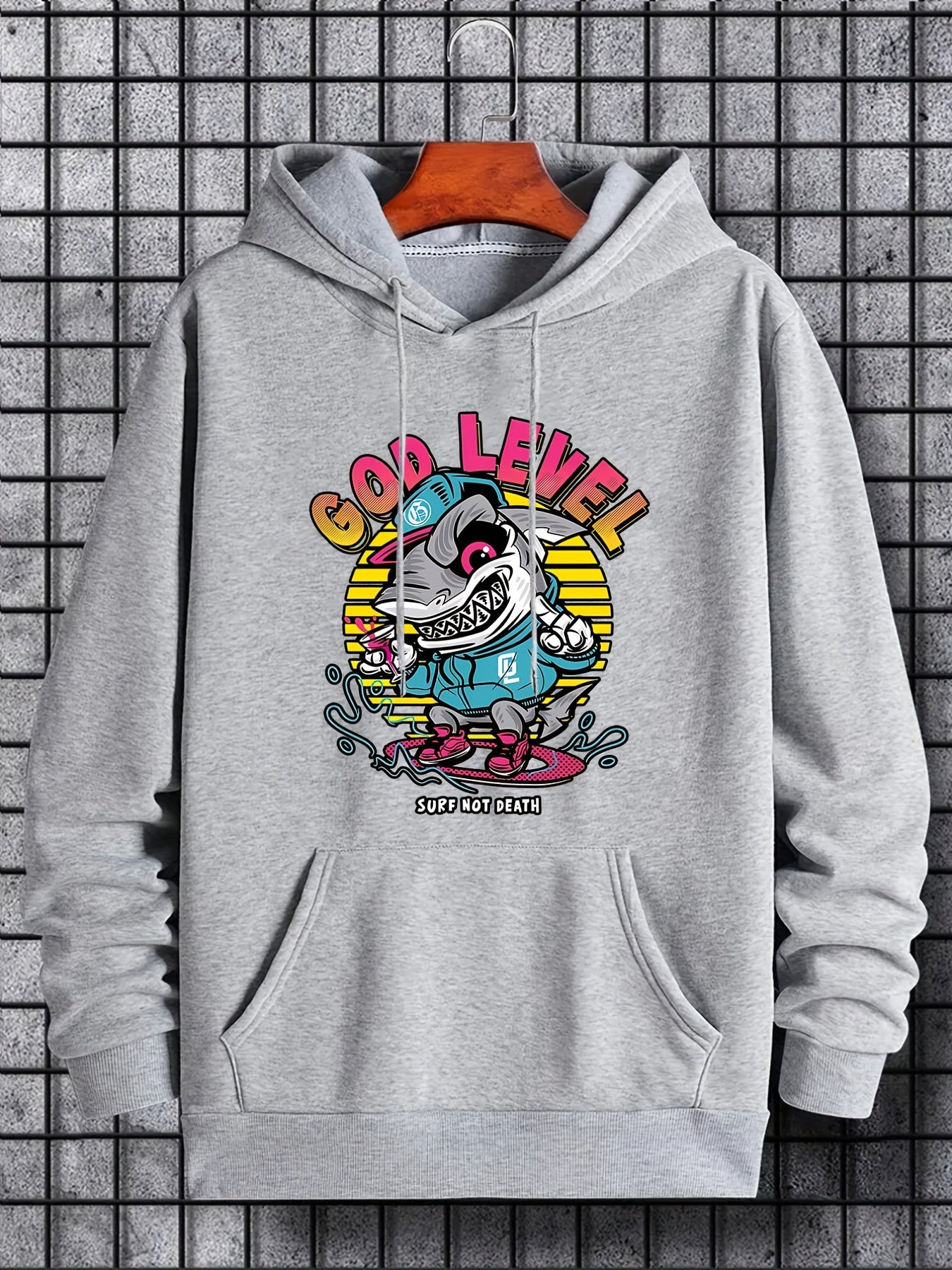 Anime Shark Print Hoodie for Men