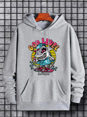 Anime Shark Print Hoodie for Men