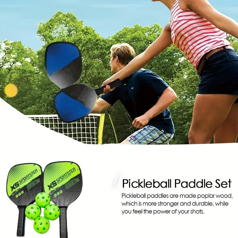 Wooden Pickleball Racket Set with Balls for Outdoor Sports