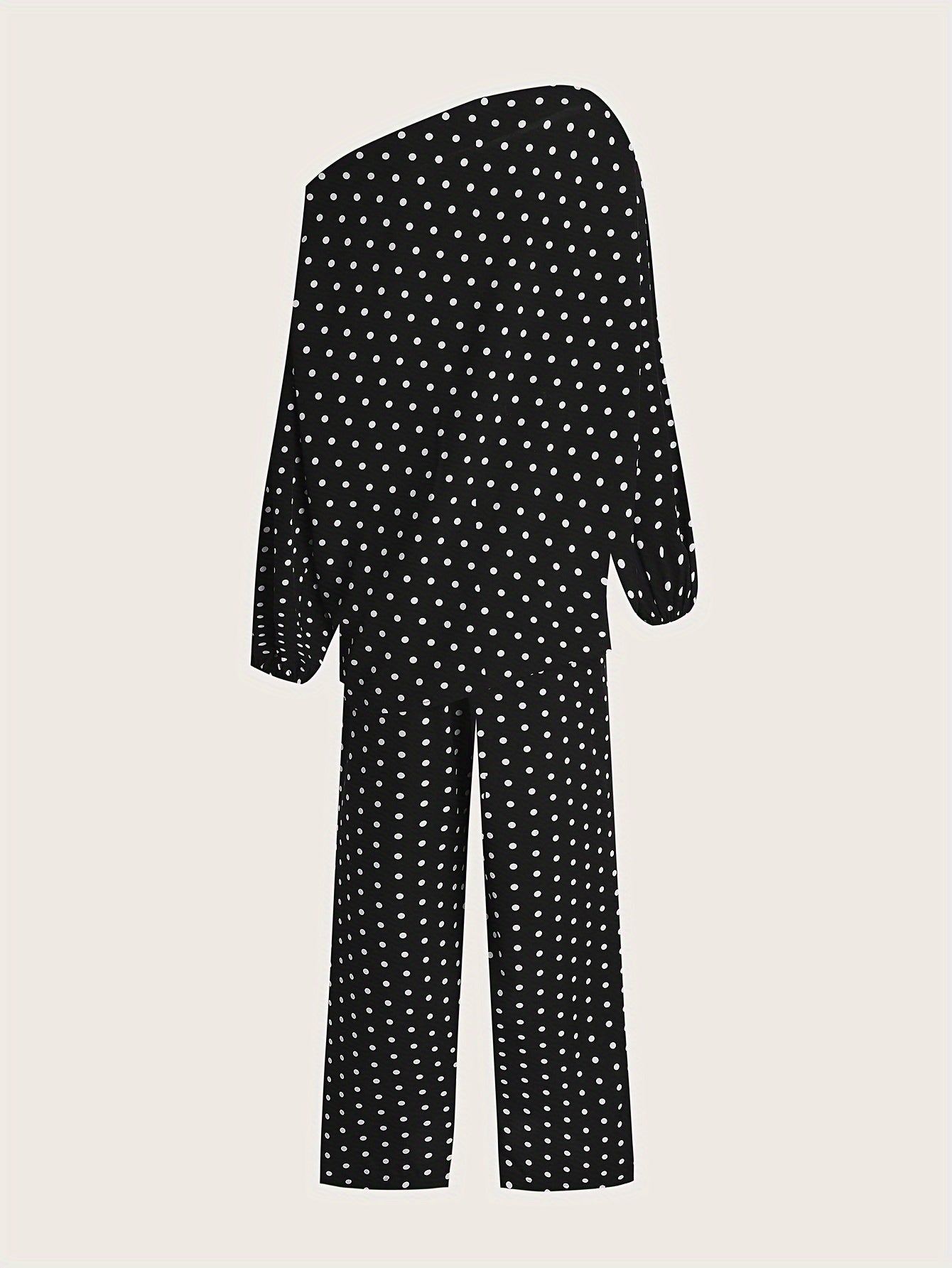 Polka Dot One Shoulder Top & Pants Set