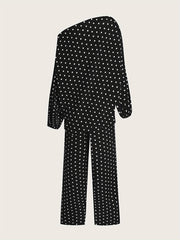 Polka Dot One Shoulder Top & Pants Set