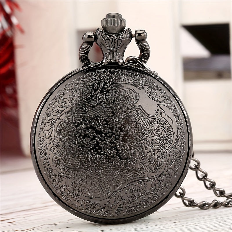 Medium Size Poker Quartz Movement Pocket Watch With Chain
