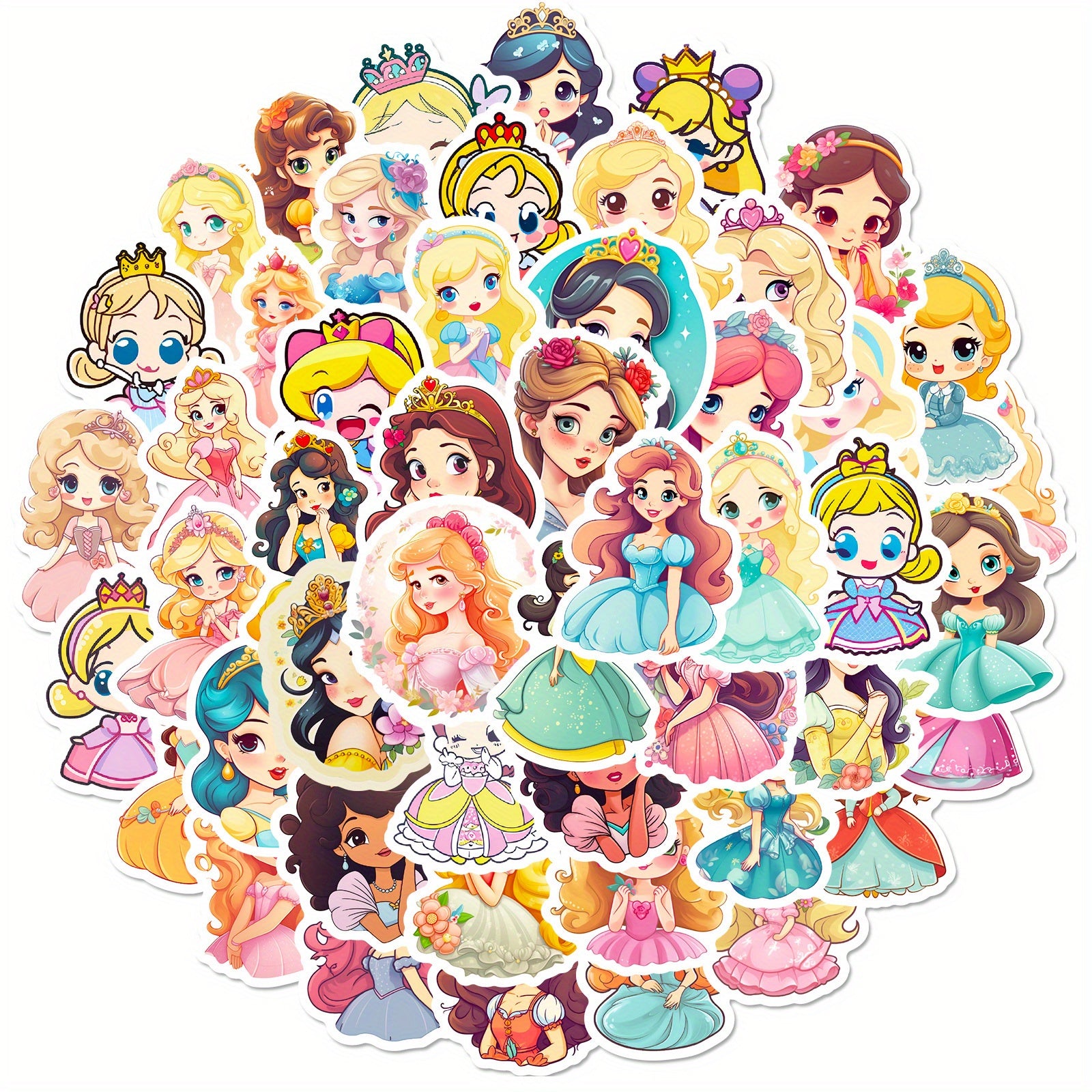 50pcs Princess Stickers Vinyl Waterproof Cartoon Princess Stickers For Girls