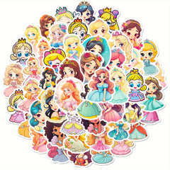 50pcs Princess Stickers Vinyl Waterproof Cartoon Princess Stickers For Girls