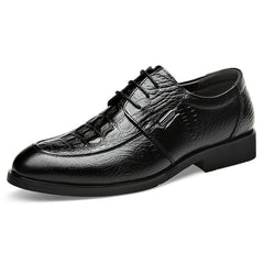 Crocodile Embossed Pointed Derby Shoes for Wedding Business