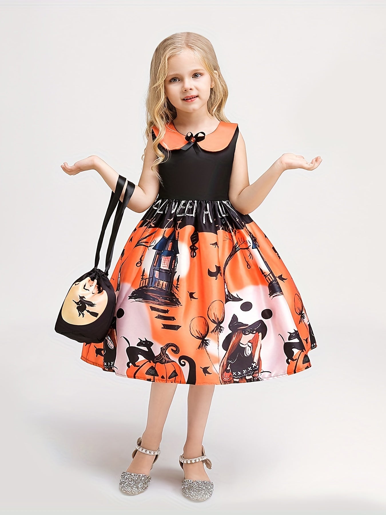 Girls Halloween Princess Dress & Bag Set Costume Dress