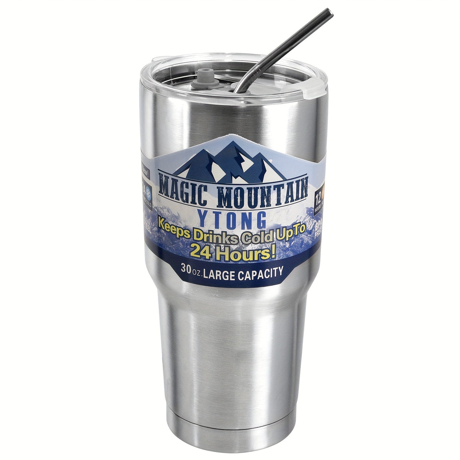 900ml Double Wall Water Cup with Straw and Lid, Vacuum Insulated Stainless Steel