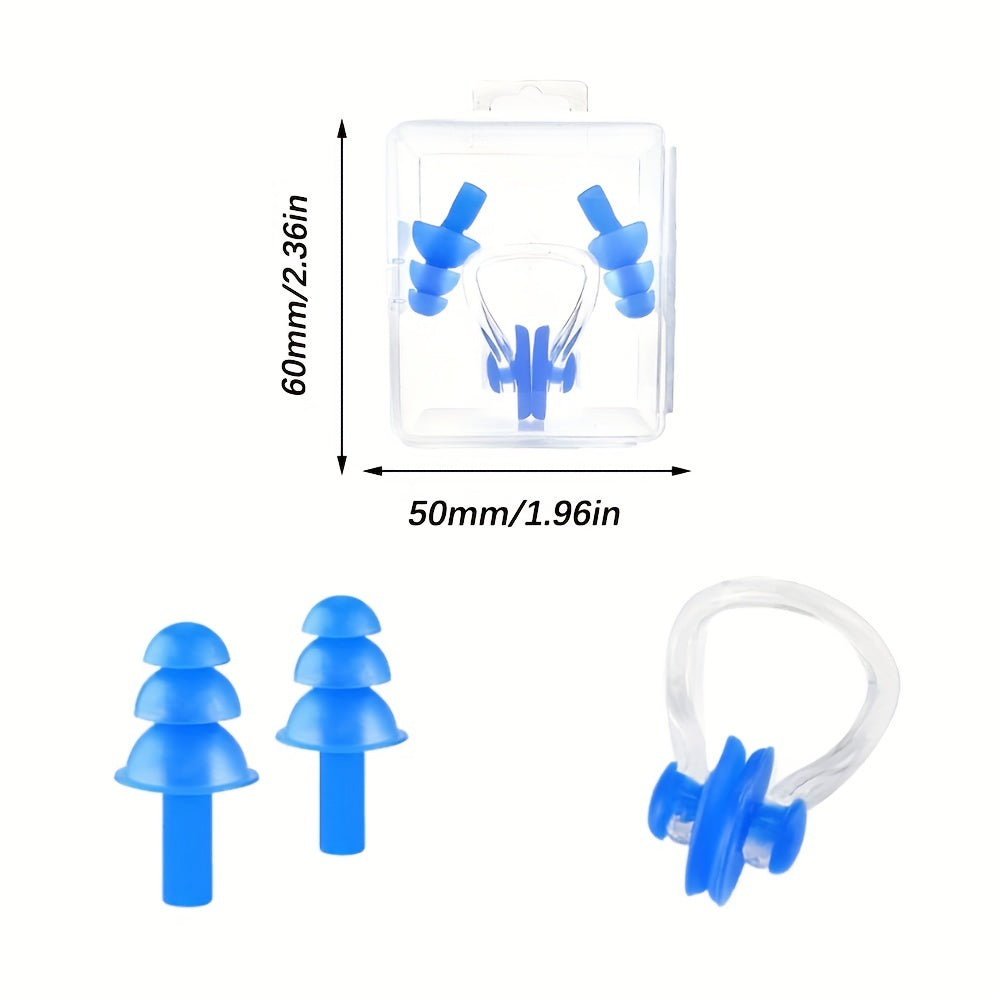Swimming Nose Clip and Ear Plugs Set with Storage Box - Comfortable Fit