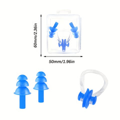 Swimming Nose Clip and Ear Plugs Set with Storage Box - Comfortable Fit