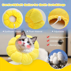 Adjustable Sunflower Recovery Collar for Cats and Small Dogs