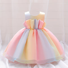 Princess Dress Ruffle Sleeveless Bow Tutu Skirt for Girls Catwalk Birthday Party