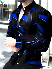 Geometric Print Men's Long Sleeve Shirt