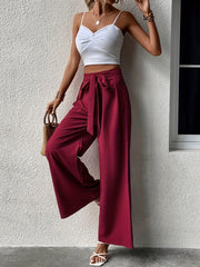Wide Leg Pants Tie Waist Casual Style