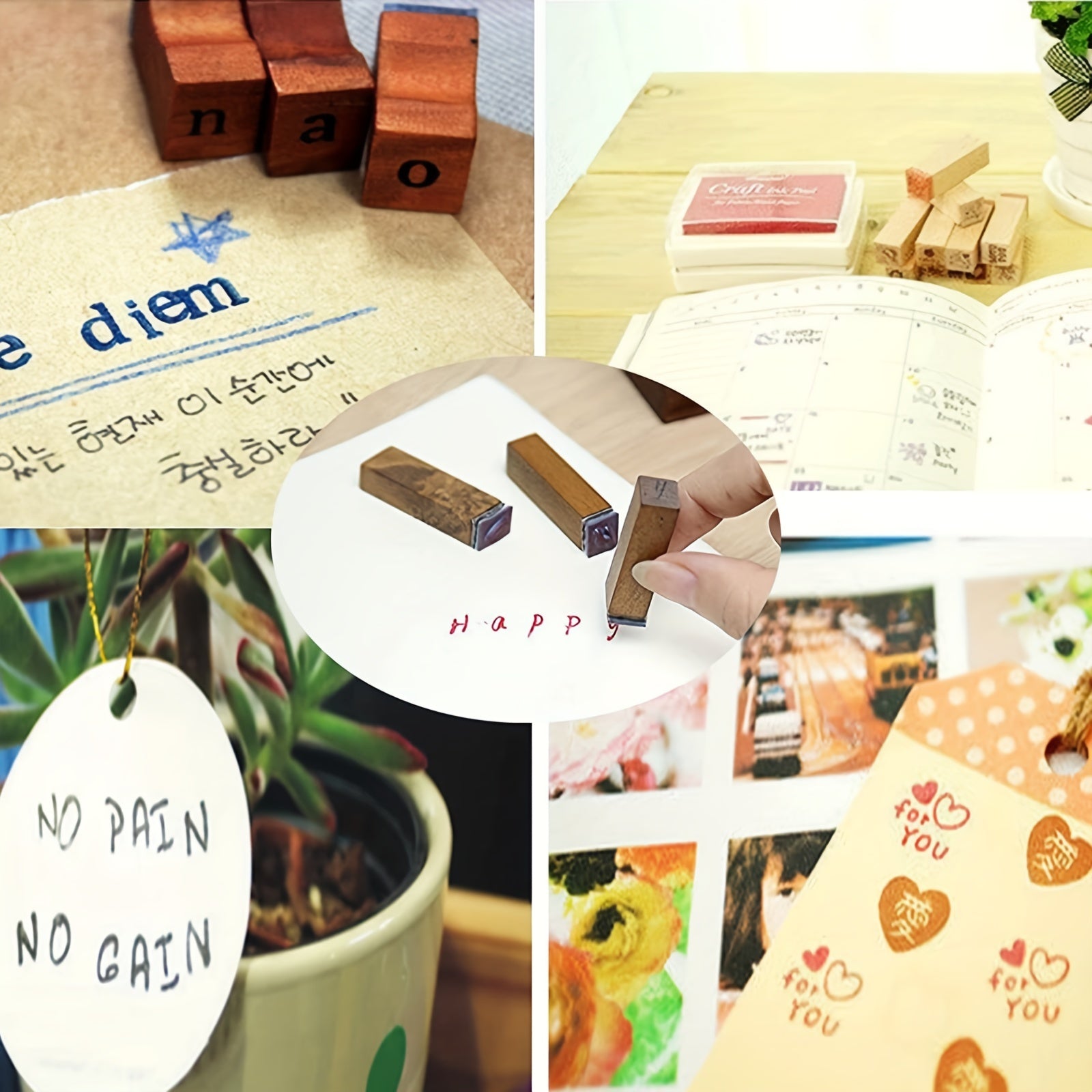70pcs Rubber Stamp Letters Alphabets Set Vintage Wooden Number and Symbol Stamps