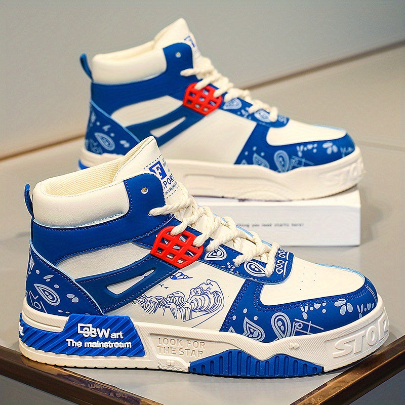 Men's High Top Graphic Skate Shoes Lace Up Sneakers