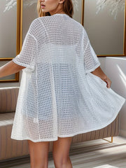 Vacay Kimono Women's Plus Hollow Out Drop Shoulder Kimono