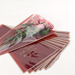 50pcs Golden Edge Transparent Waterproof Flower Packaging Bags