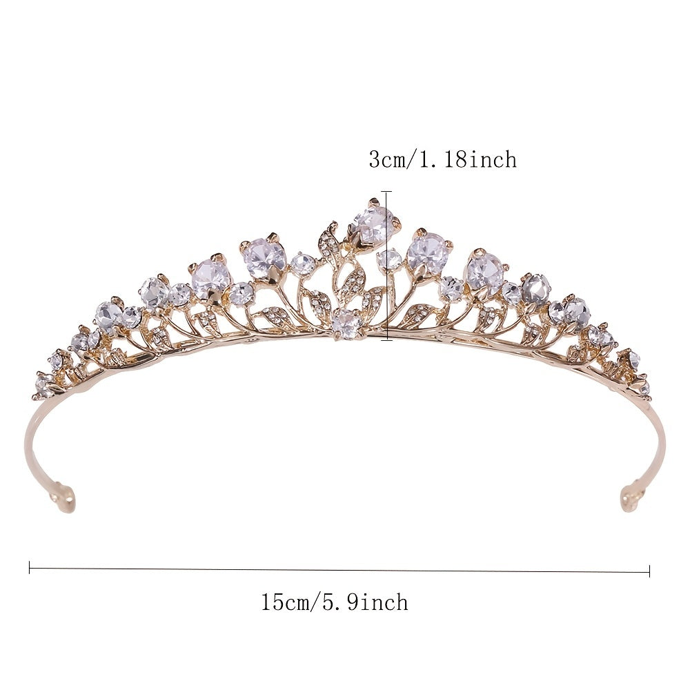 Zircon Golden Crown Hairband Headband Party Decorations Tiara