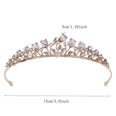 Zircon Golden Crown Hairband Headband Party Decorations Tiara