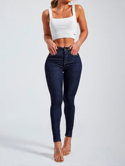 High Rise Skinny Jeans Dark Denim Women's Clothing
