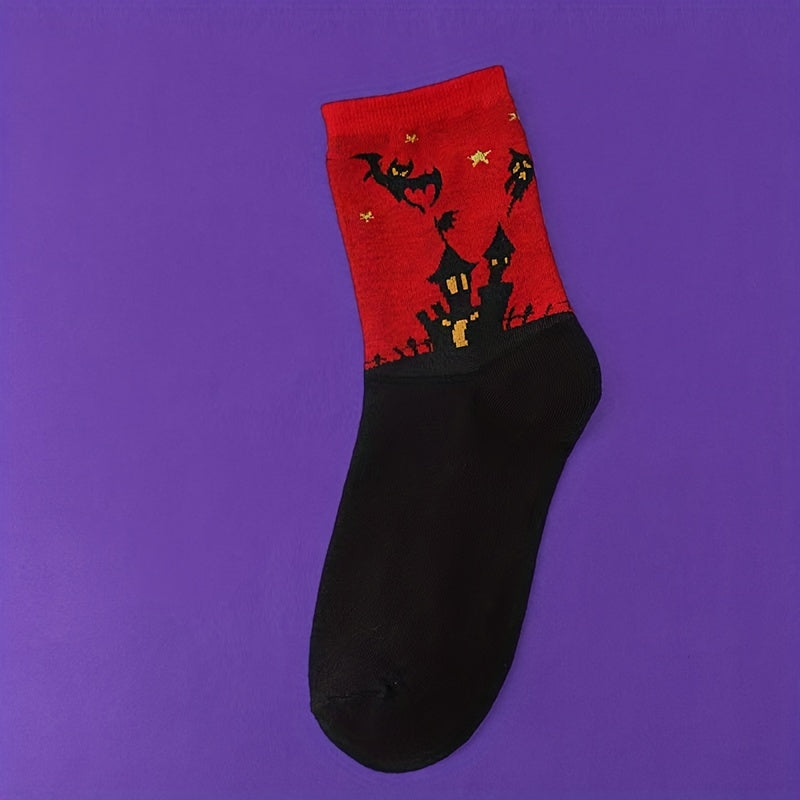 Cartoon Ghost Print Socks Halloween Mid Tube Socks Women's Stockings