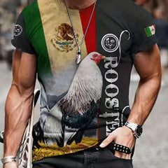 Men's Rooster Graphic T Shirt 3D Print Stretchy Active Tee