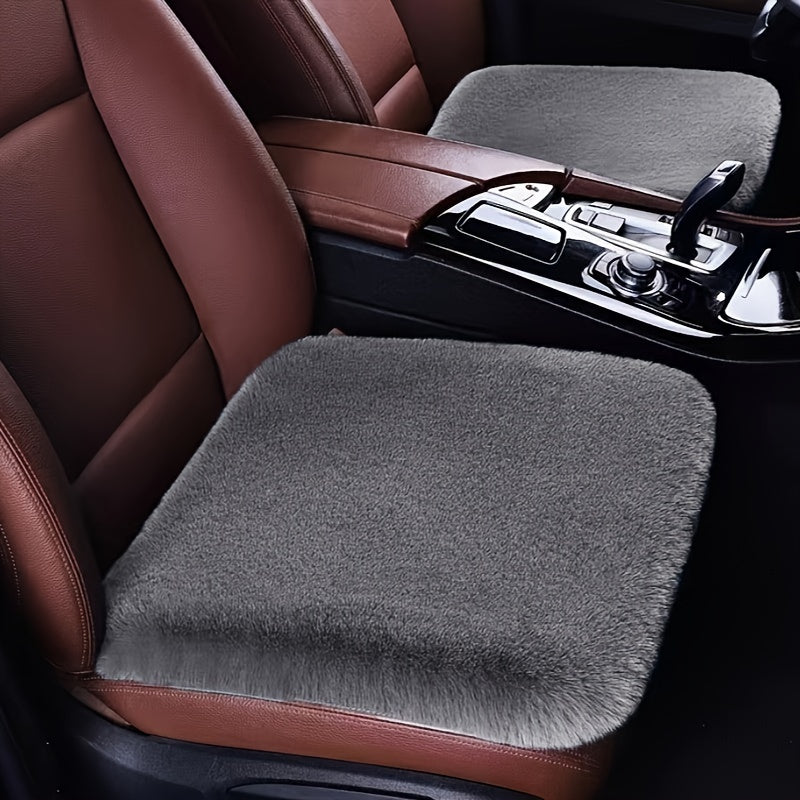 Grey Car Seat Cushion Winter Plush Short Hair Non-slip Cushion