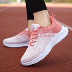 Breathable Ombre Lace Up Women's Running Shoes