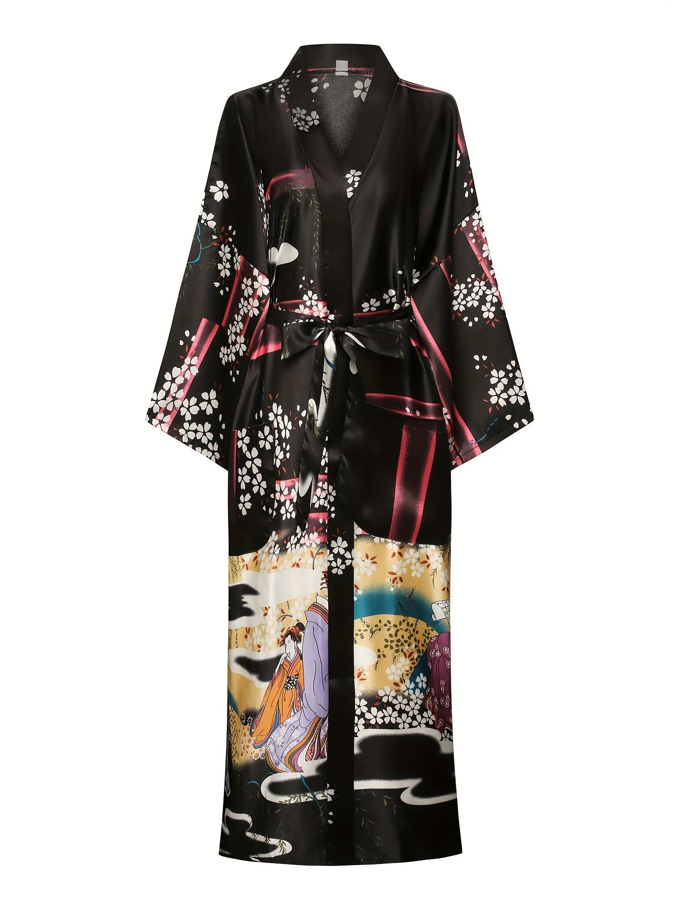 Floral Print Night Robe Long Sleeve Women's Sleepwear