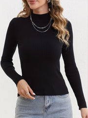 Solid Mock Neck Pullover Sweater for Fall & Winter