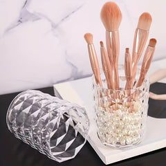 Crystal Pattern Pen Holder Makeup Brush Storage Bucket