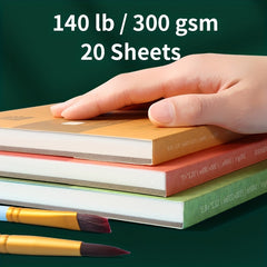 Professional Watercolor Paper 20Sheets 300Gsm 25X17 Hand Painted Pad Book