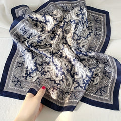 Vintage Paisley Print Silk Square Scarf Thin Bandana Neckerchief