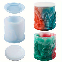 Concrete Candle Jar Silicone Mold With Lid DIY Christmas Silicone Mould