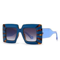 Oversized Square Frame Sunglasses Vintage Flat Top Stripe Shades Eyeglasses
