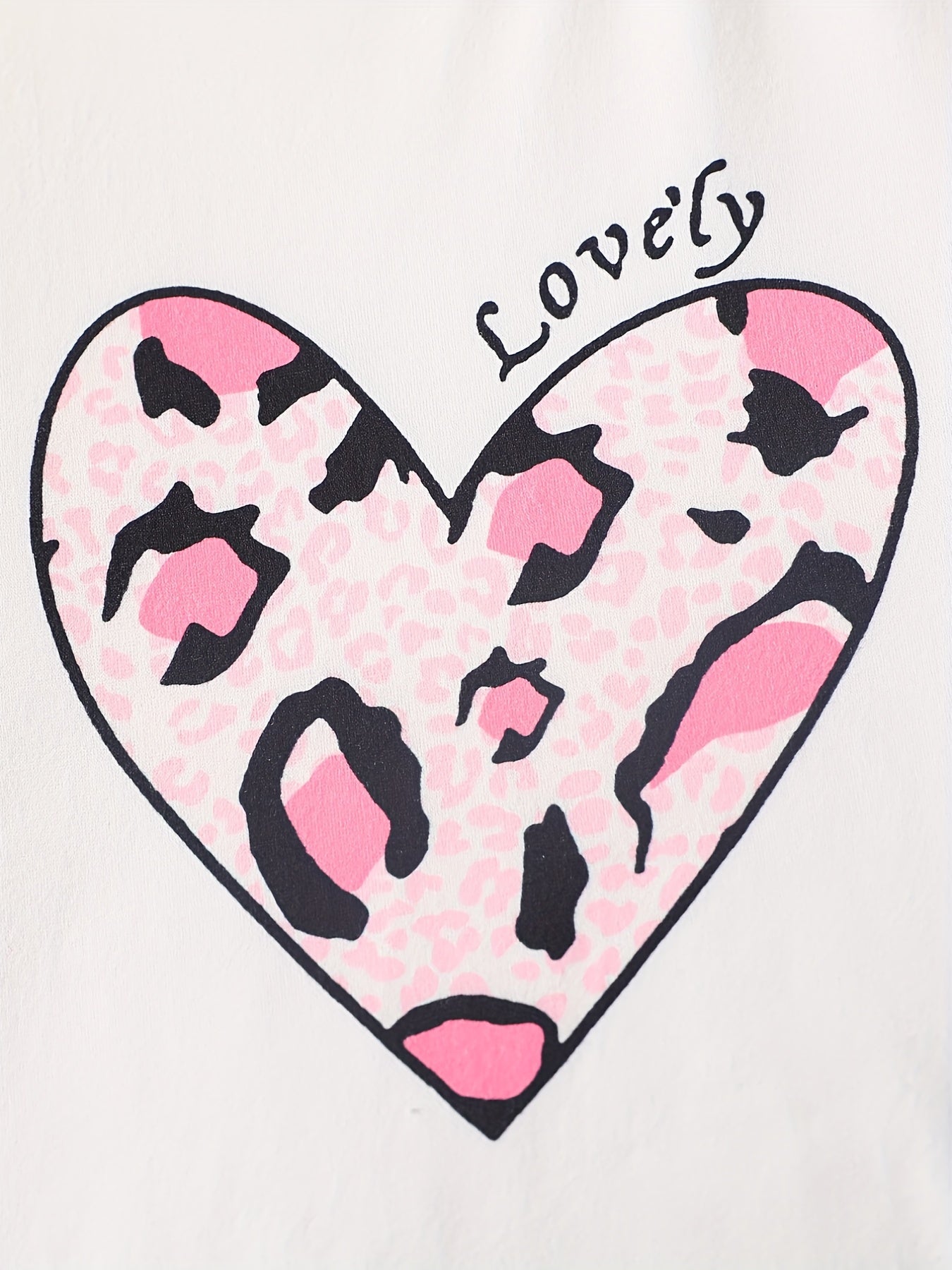 Girls Leopard Heart T shirt & Pants Set for Summer Party
