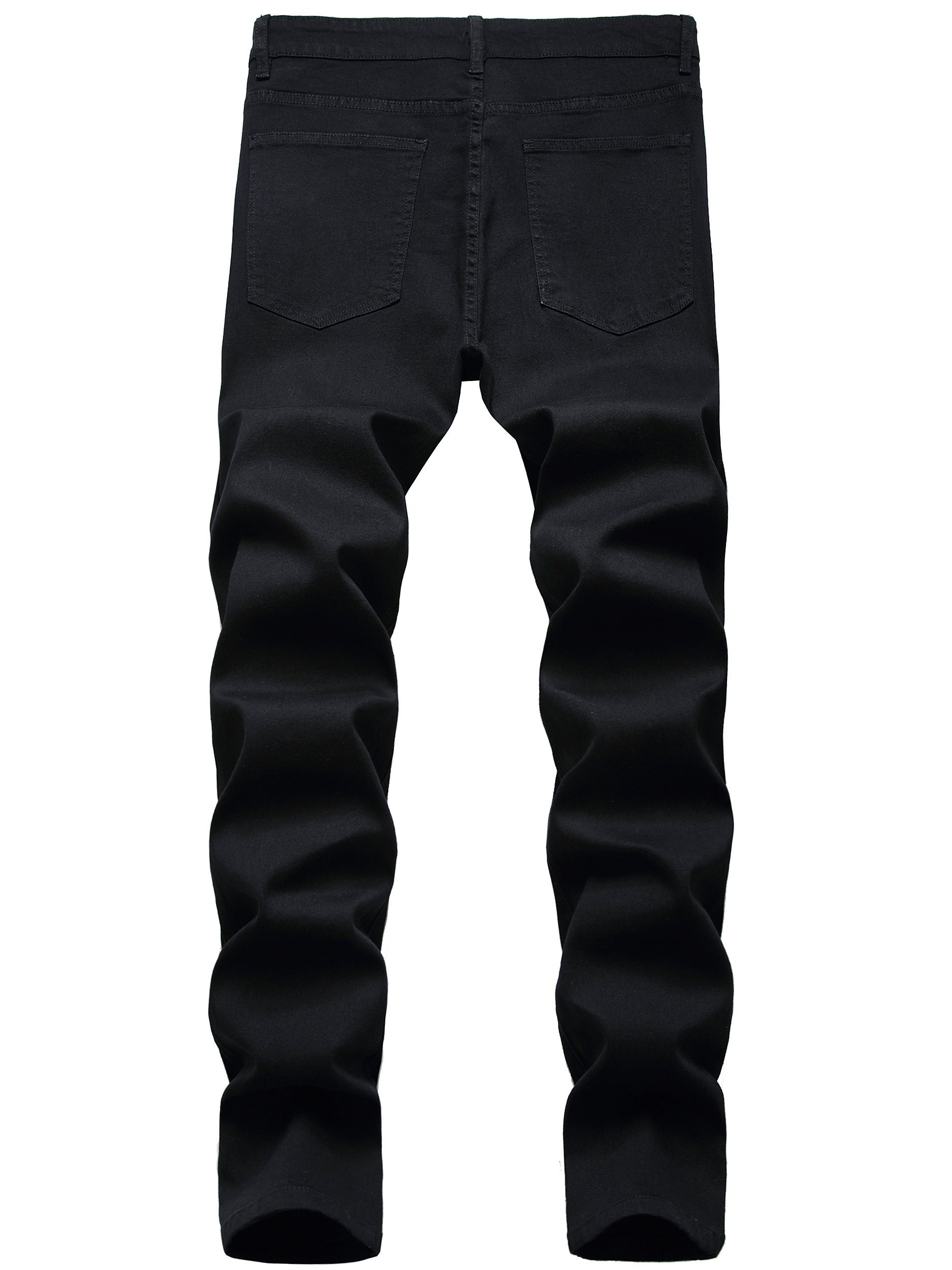 Slim Fit Embroidery Bird Ripped Jeans Men's Casual Medium Stretch Denim Pants