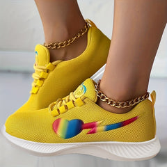 Women's Heart & Lightning Pattern Outdoor Sports Shoes Lightweight Non slip Shoe