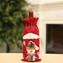 Christmas Wine Bottle Cover Bag Drawstring Sleeve Decoration