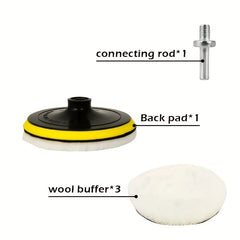 5pcs Wool Polishing Pad Set Car Buffing Wheel Tool Kit M14 Drill Adapter