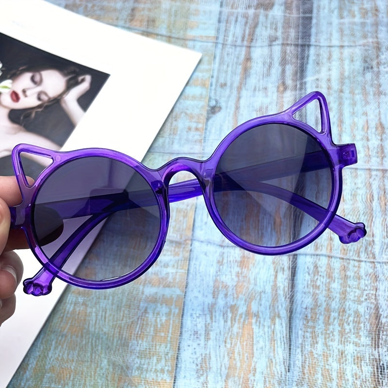 Cute Cat Ear Round Glasses for Kids