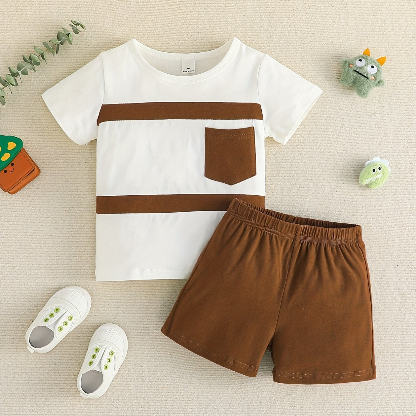 2pcs Baby Boys Casual T-shirt & Shorts Set