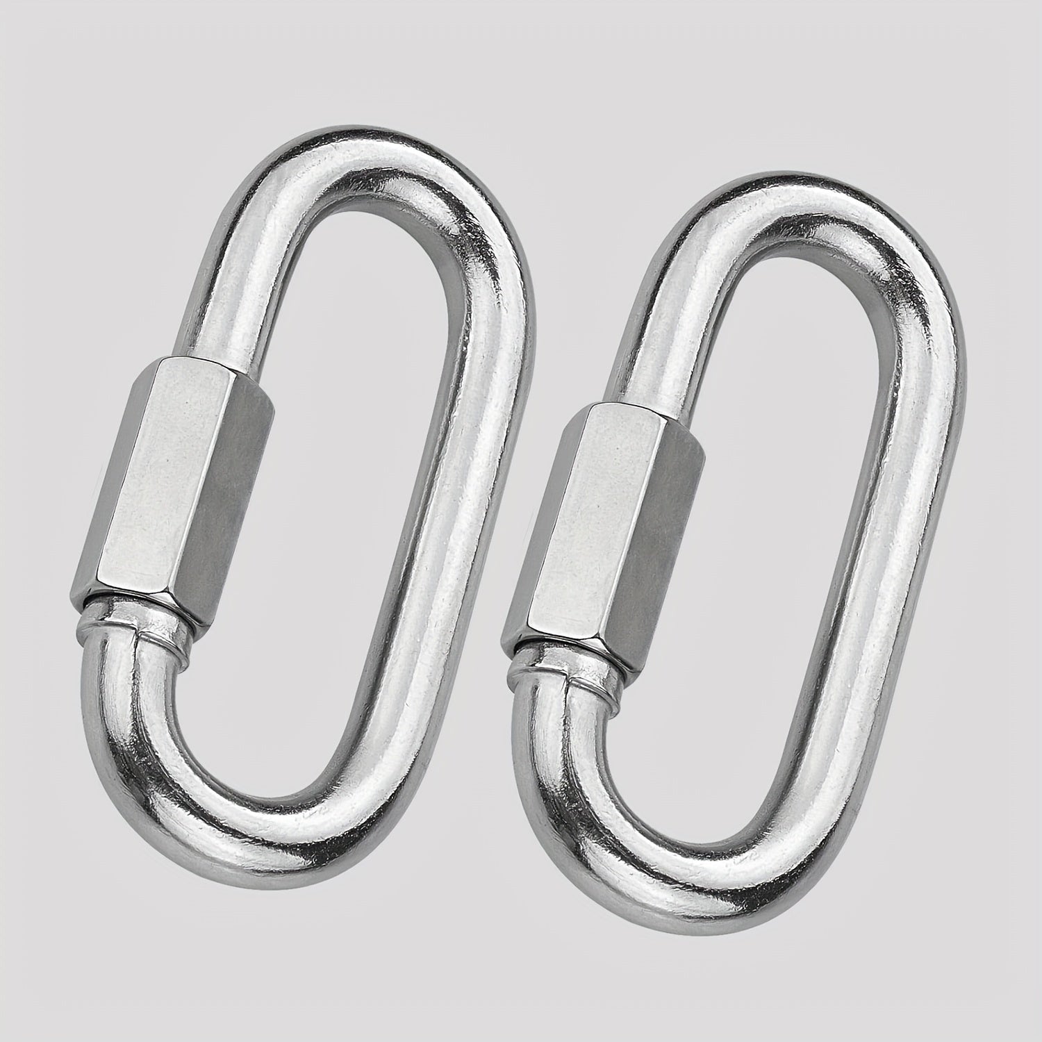 2pcs D Ring Carabiner Clip Stainless Steel Chain Link Locking Keychain